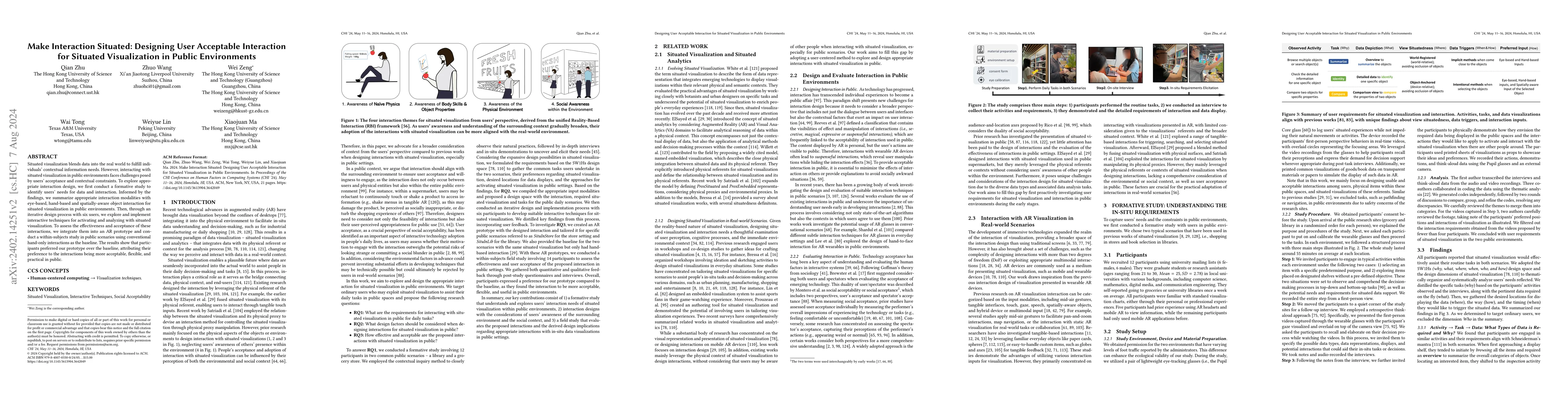 Thumbnail for Make Interaction Situated: Designing User Acceptable Interaction for
  Situated Visualization in Public Environments