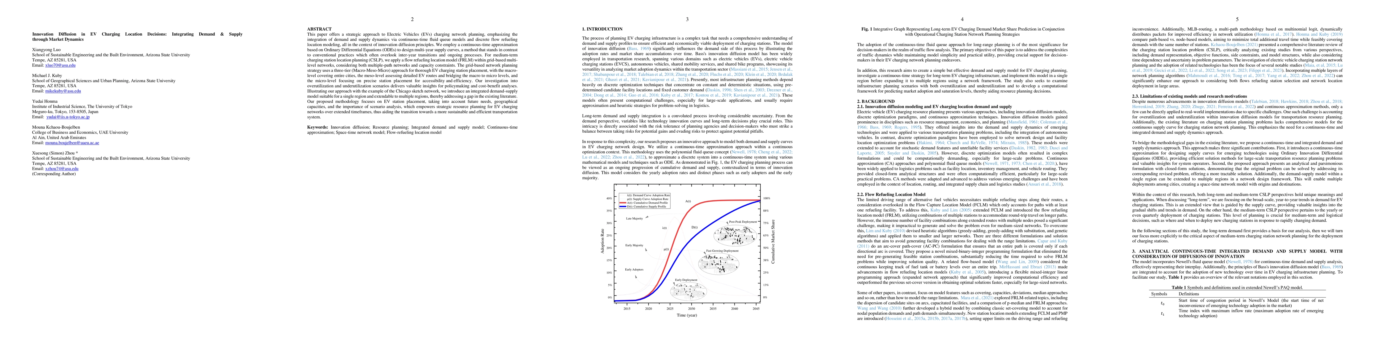 Thumbnail for Innovation Diffusion in EV Charging Location Decisions: Integrating
  Demand & Supply through Market Dynamics