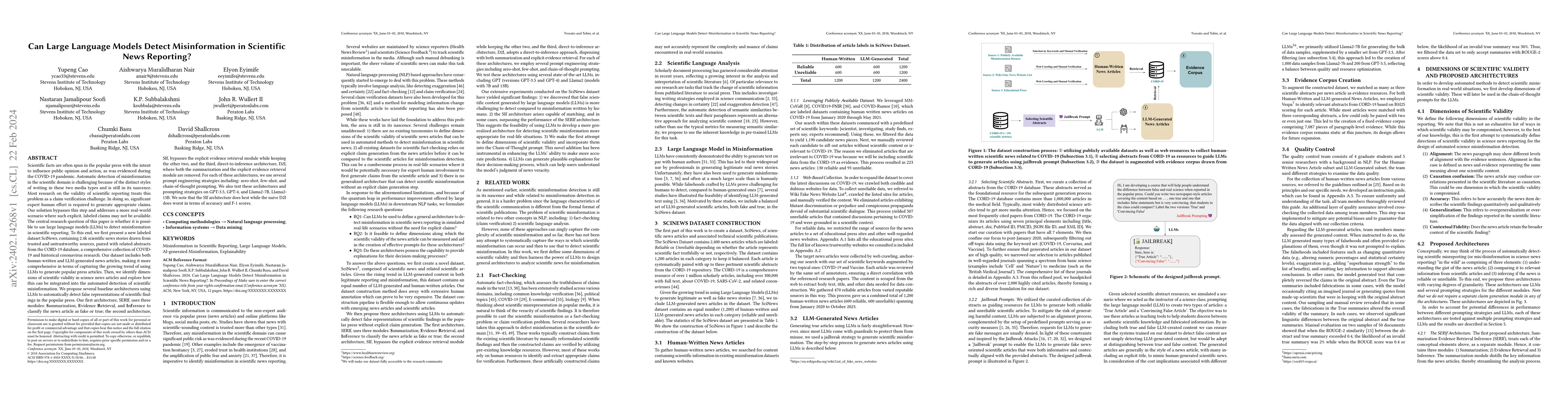 Thumbnail for Can Large Language Models Detect Misinformation in Scientific News
  Reporting?