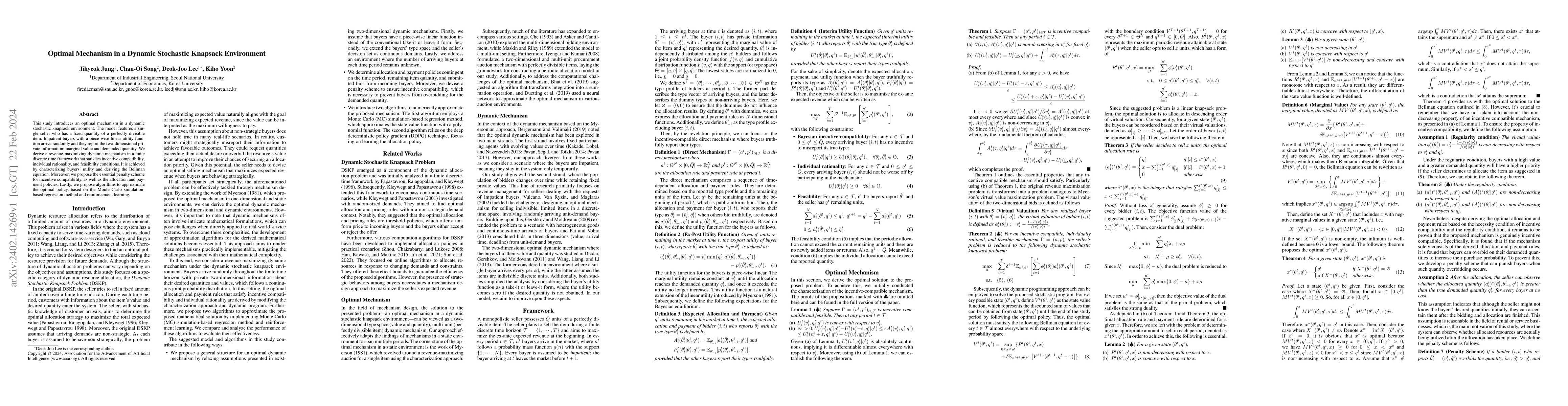 Thumbnail for Optimal Mechanism in a Dynamic Stochastic Knapsack Environment