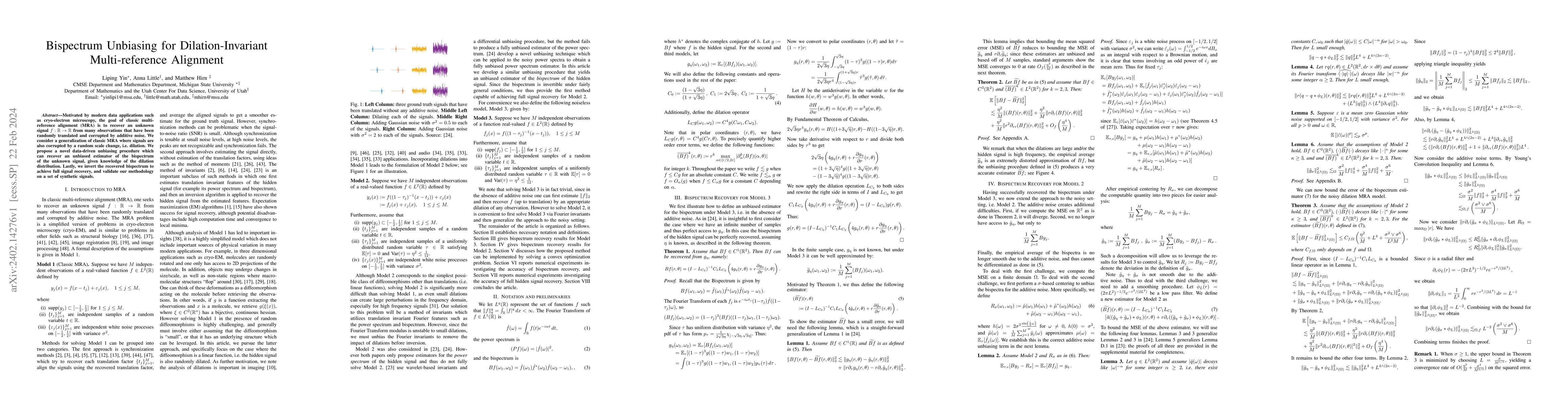 Thumbnail for Bispectrum Unbiasing for Dilation-Invariant Multi-reference Alignment