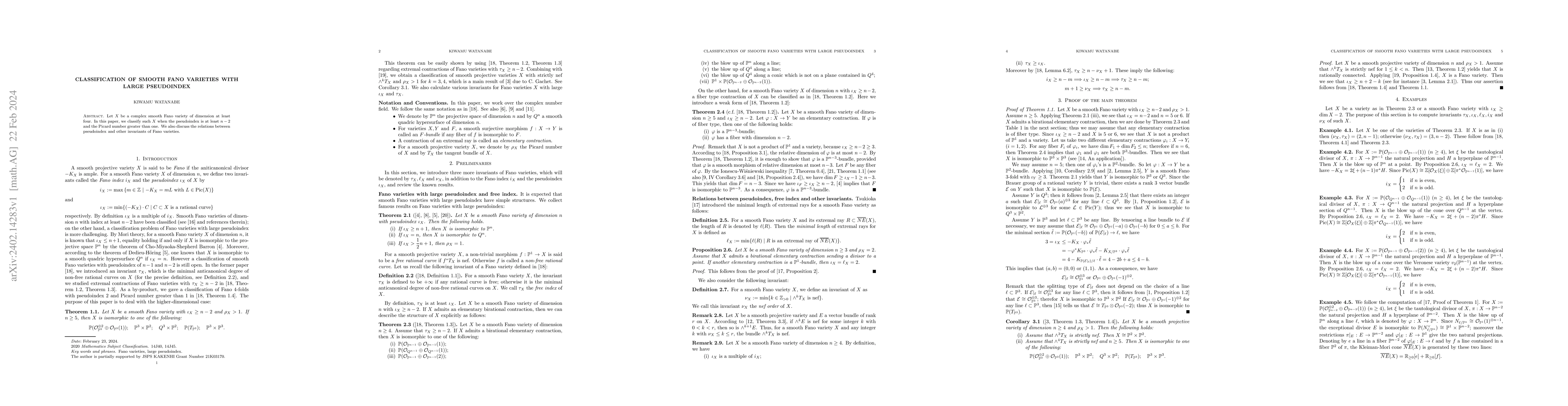 Thumbnail for Classification of smooth Fano varieties with large pseudoindex