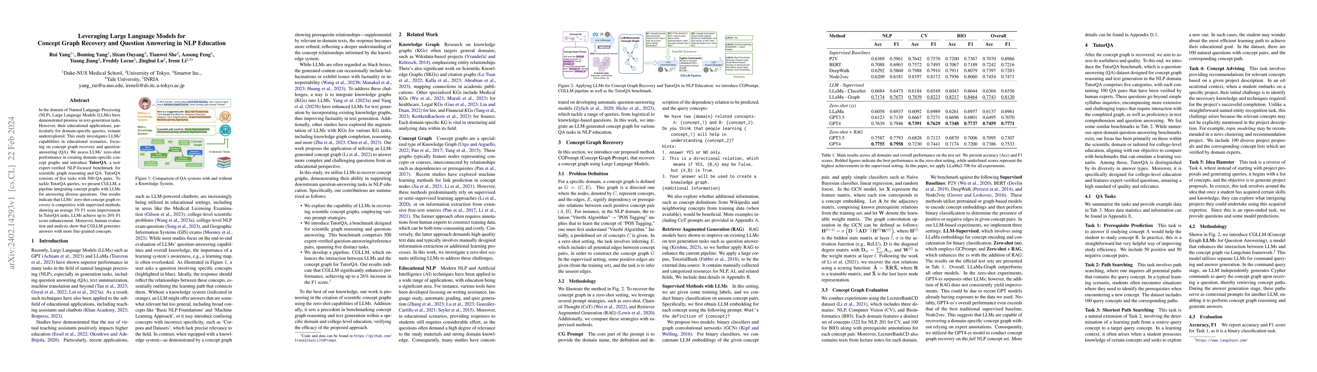 Thumbnail for Leveraging Large Language Models for Concept Graph Recovery and Question
  Answering in NLP Education
