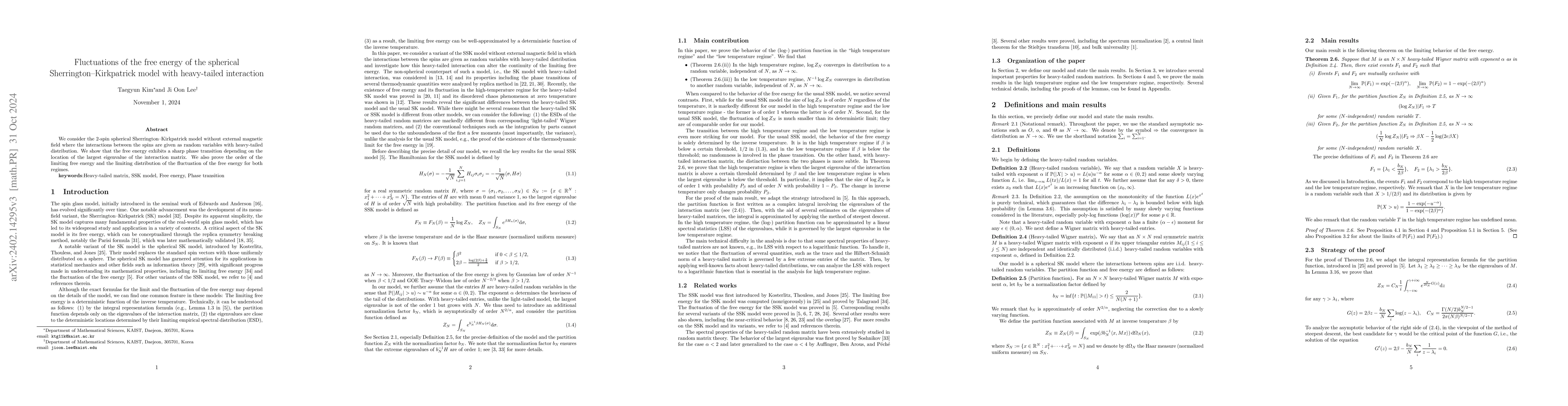 Thumbnail for Fluctuations of the free energy of the spherical Sherrington-Kirkpatrick
  model with heavy-tailed interaction