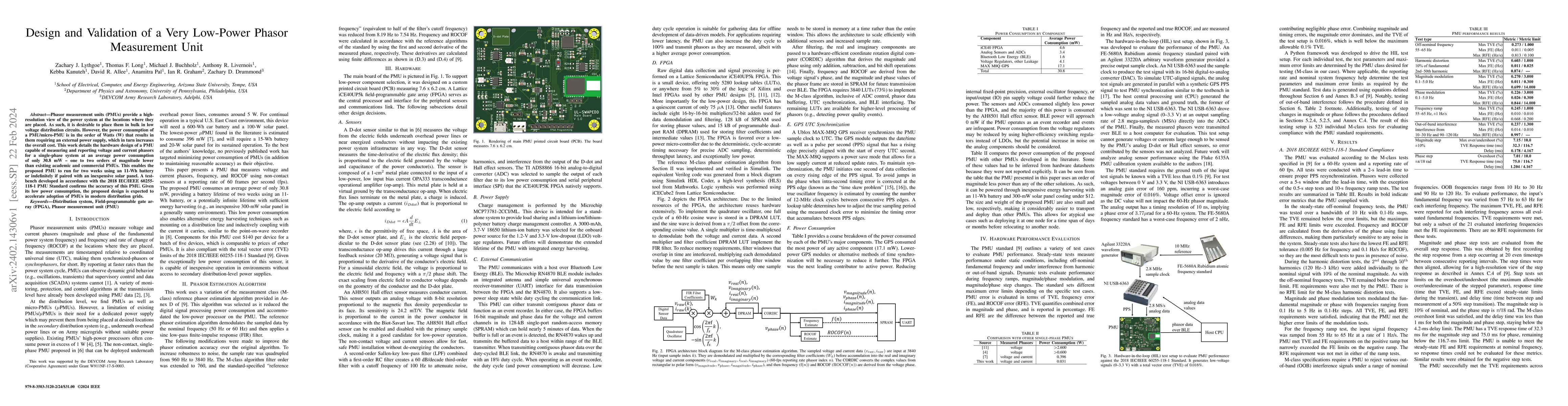 Thumbnail for Design and Validation of a Very Low-Power Phasor Measurement Unit