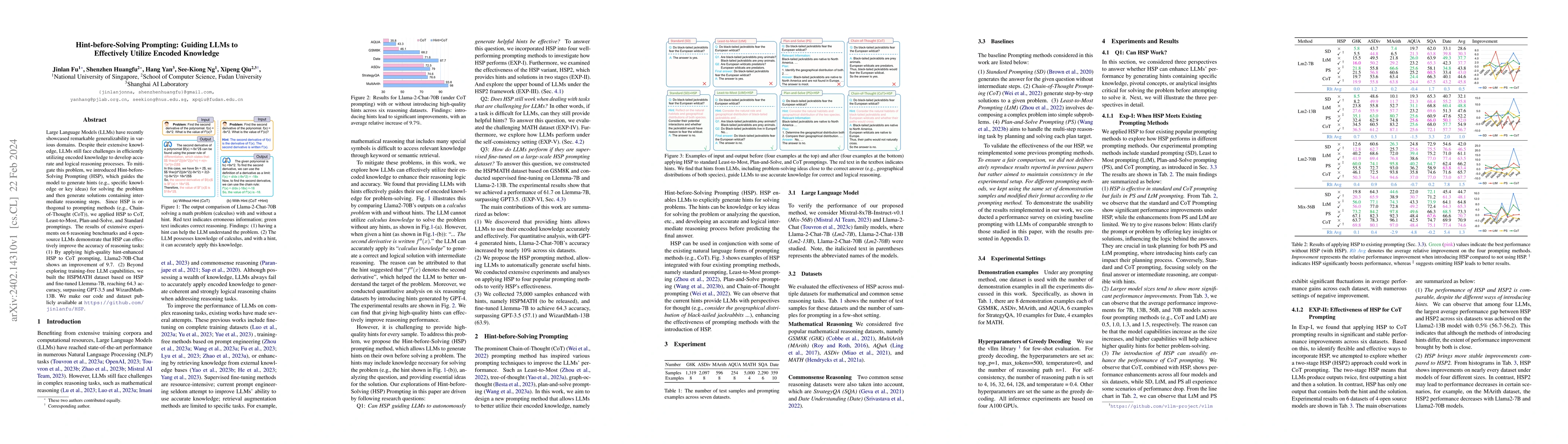 Thumbnail for Hint-before-Solving Prompting: Guiding LLMs to Effectively Utilize
  Encoded Knowledge
