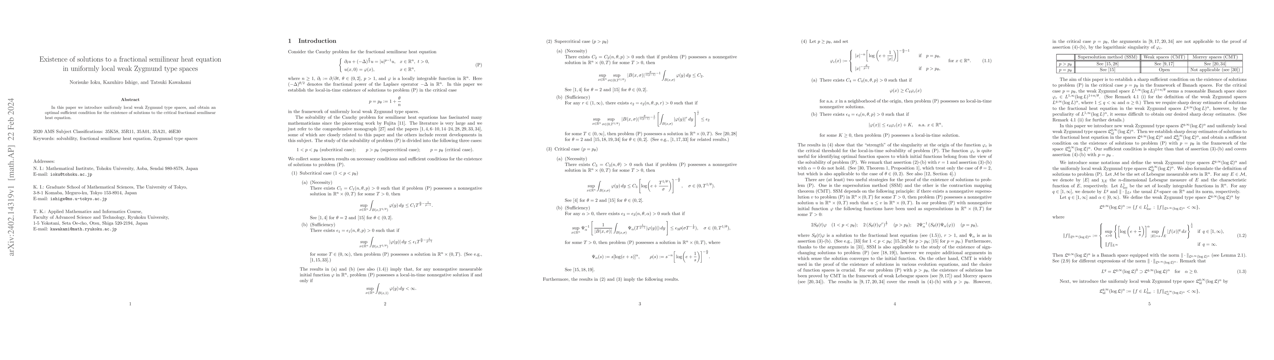 Thumbnail for Existence of solutions to a fractional semilinear heat equation in
  uniformly local weak Zygmund type spaces