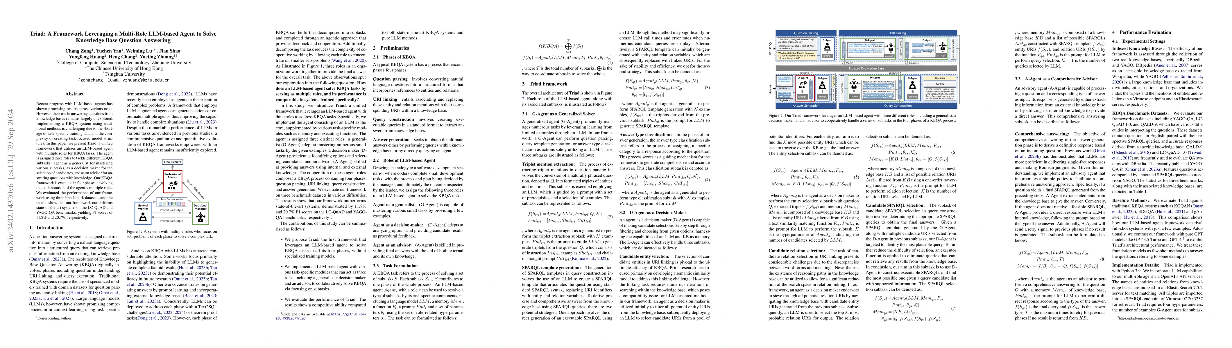 Thumbnail for Triad: A Framework Leveraging a Multi-Role LLM-based Agent to Solve
  Knowledge Base Question Answering