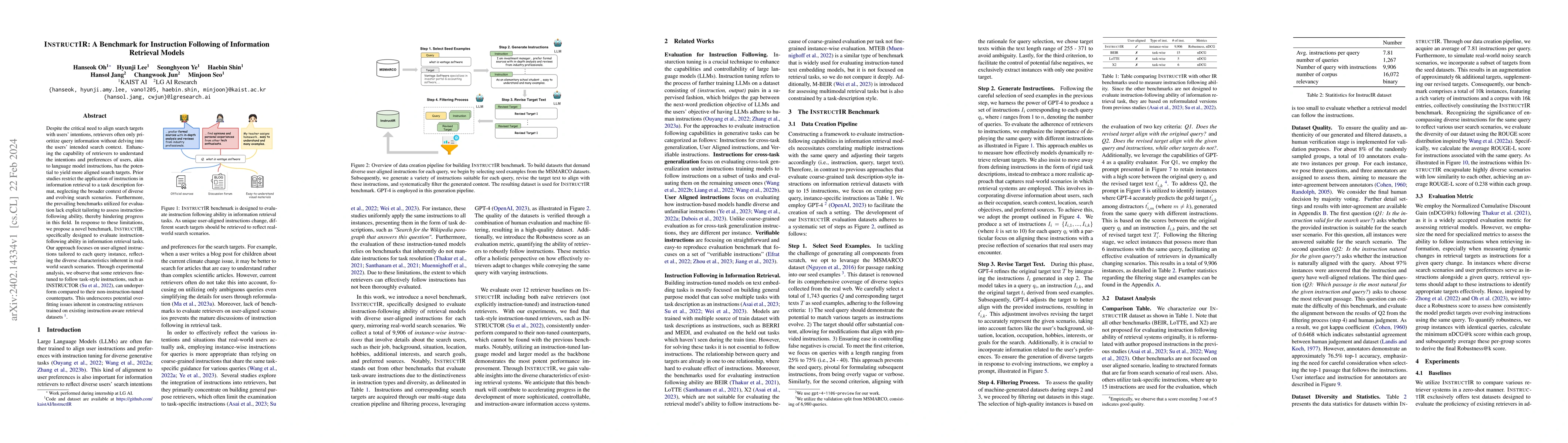 Thumbnail for INSTRUCTIR: A Benchmark for Instruction Following of Information
  Retrieval Models