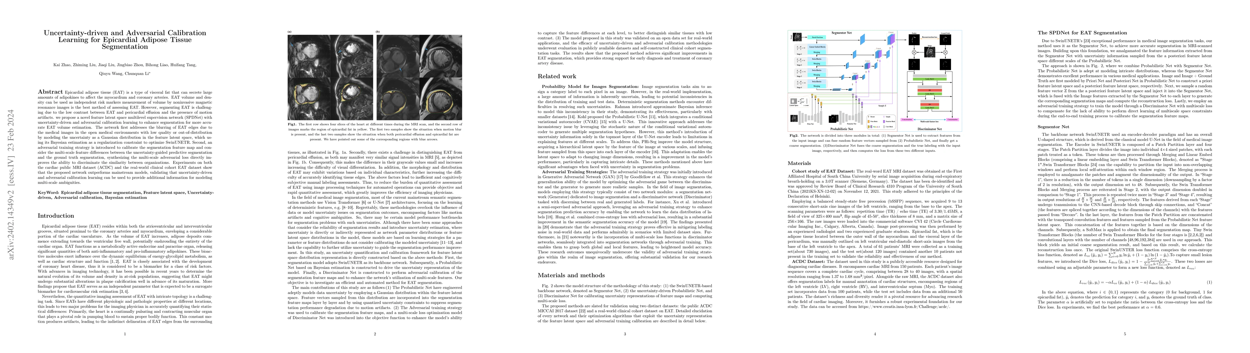Thumbnail for Uncertainty-driven and Adversarial Calibration Learning for Epicardial
  Adipose Tissue Segmentation