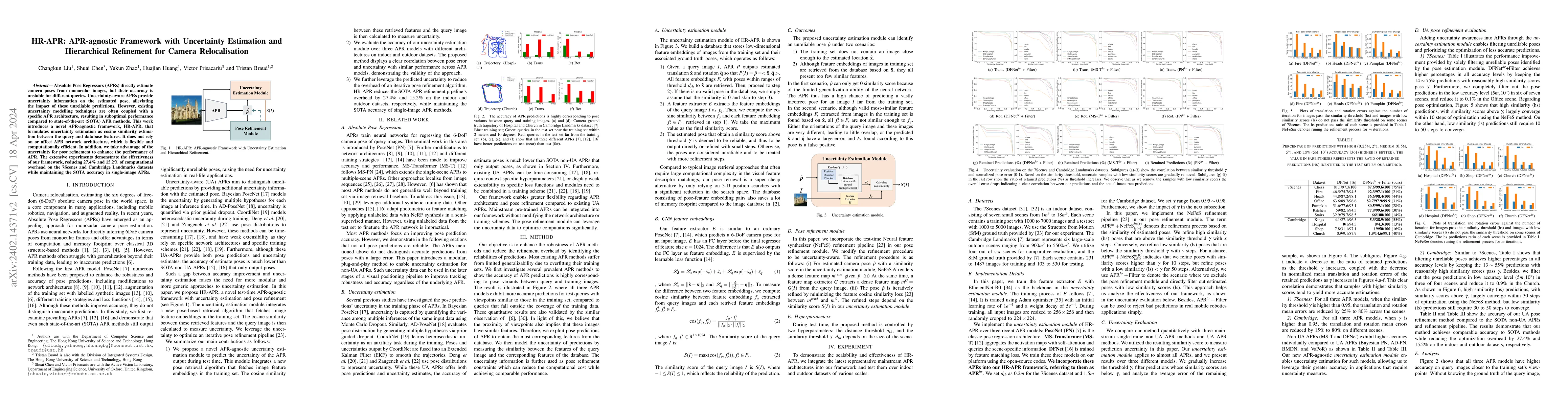 Thumbnail for HR-APR: APR-agnostic Framework with Uncertainty Estimation and
  Hierarchical Refinement for Camera Relocalisation