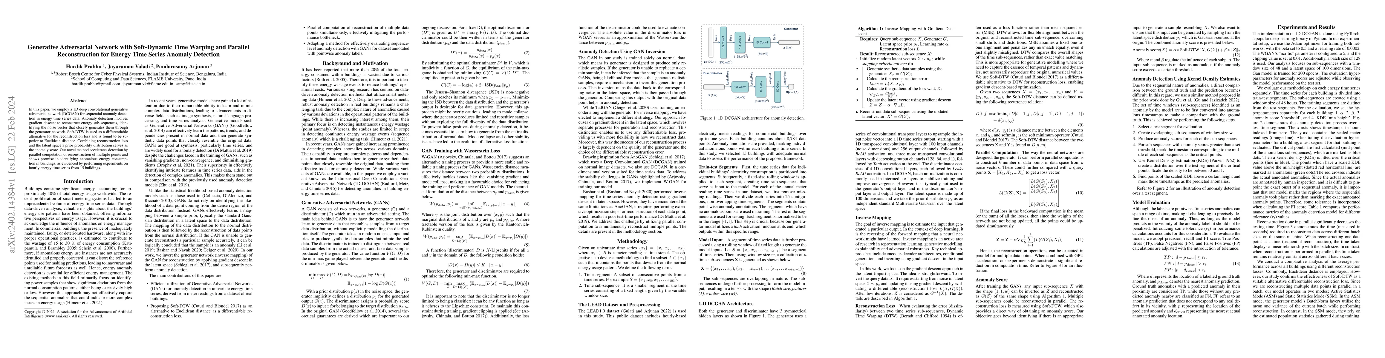 Thumbnail for Generative Adversarial Network with Soft-Dynamic Time Warping and
  Parallel Reconstruction for Energy Time Series Anomaly Detection