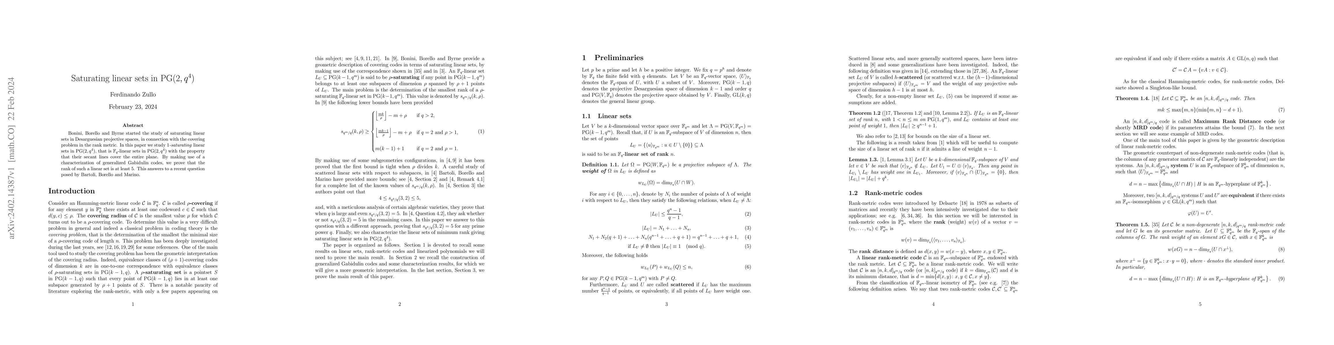 Thumbnail for Saturating linear sets in PG$(2,q^4)$