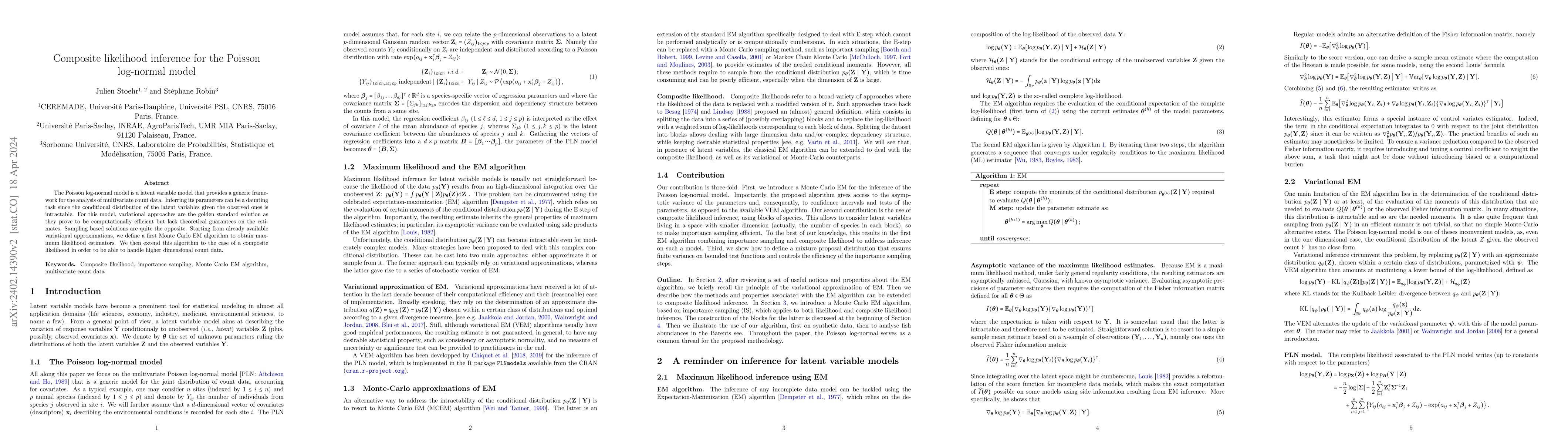 Thumbnail for Composite likelihood inference for the Poisson log-normal model