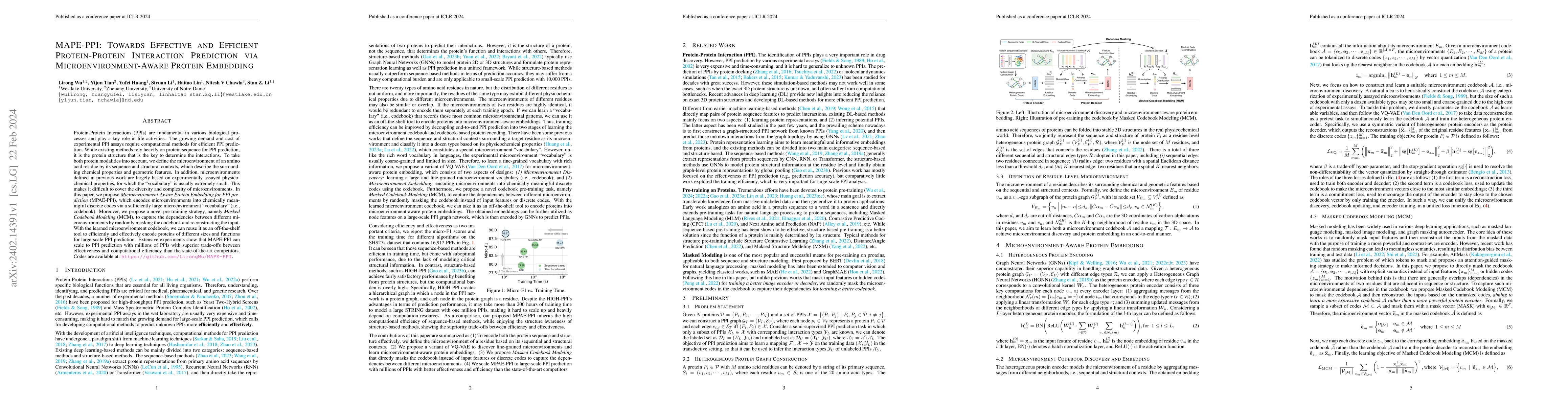 Thumbnail for MAPE-PPI: Towards Effective and Efficient Protein-Protein Interaction
  Prediction via Microenvironment-Aware Protein Embedding