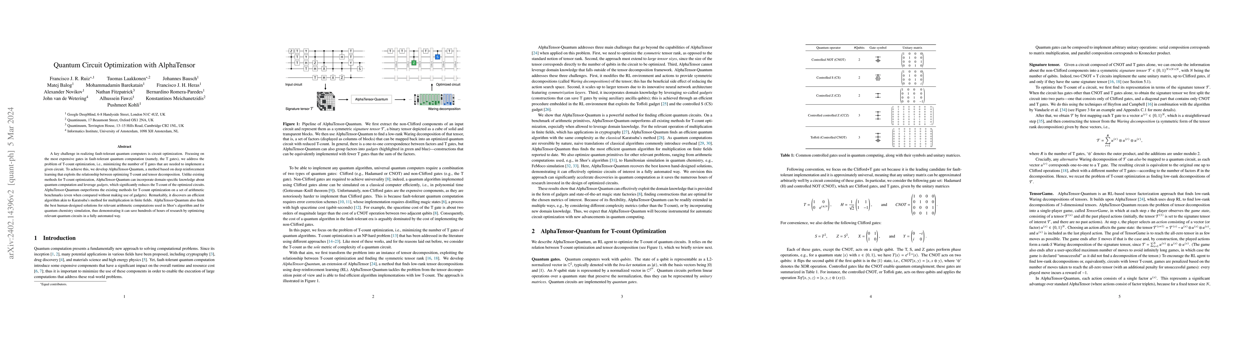 Thumbnail for Quantum Circuit Optimization with AlphaTensor