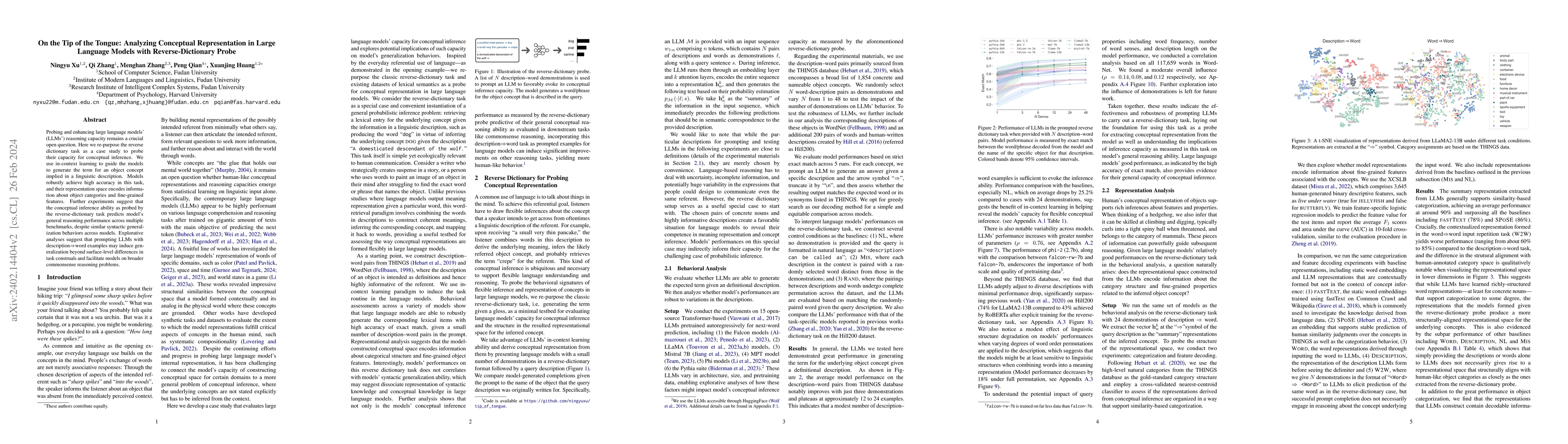 Thumbnail for On the Tip of the Tongue: Analyzing Conceptual Representation in Large
  Language Models with Reverse-Dictionary Probe