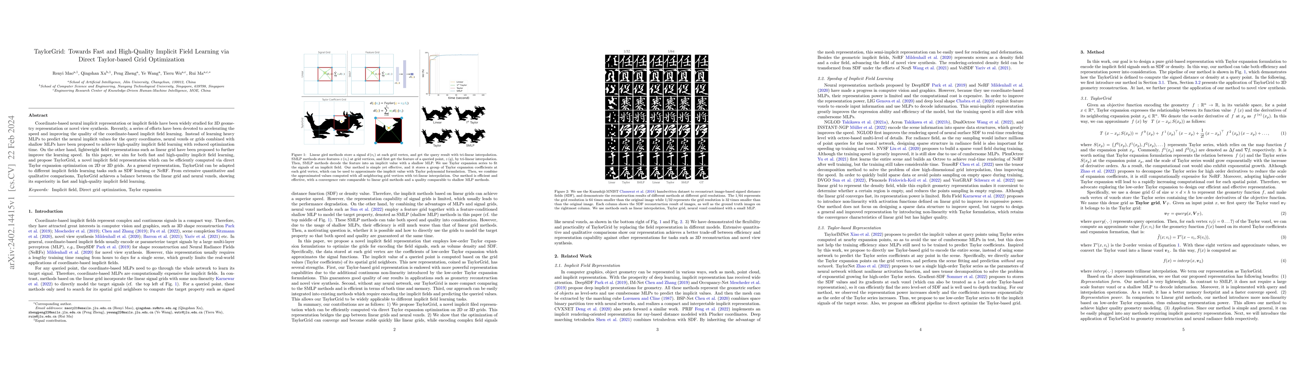 Thumbnail for TaylorGrid: Towards Fast and High-Quality Implicit Field Learning via
  Direct Taylor-based Grid Optimization