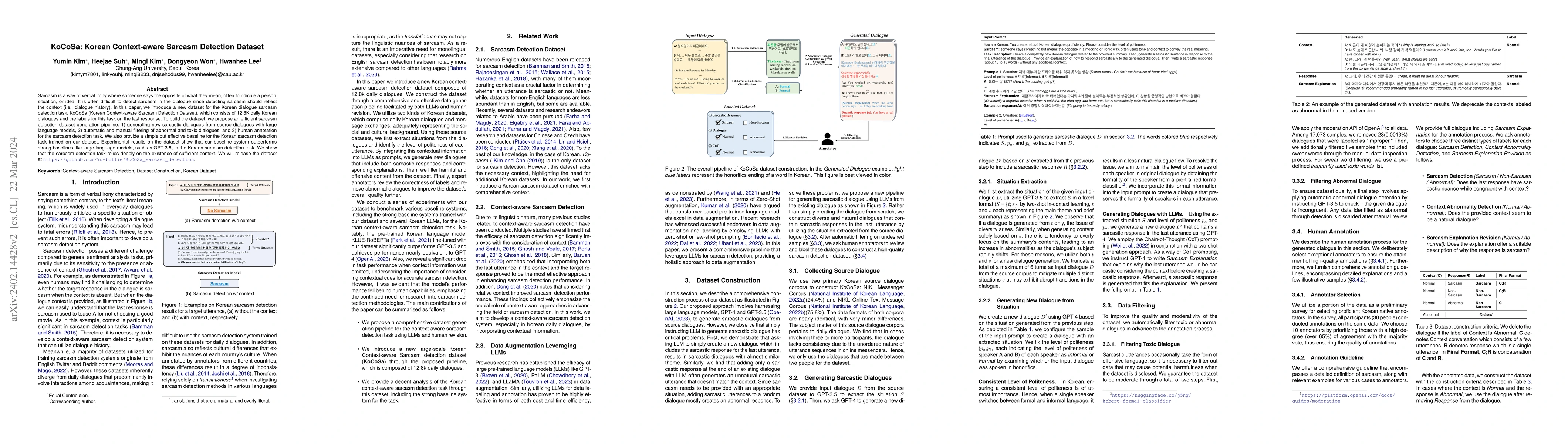 Thumbnail for KoCoSa: Korean Context-aware Sarcasm Detection Dataset