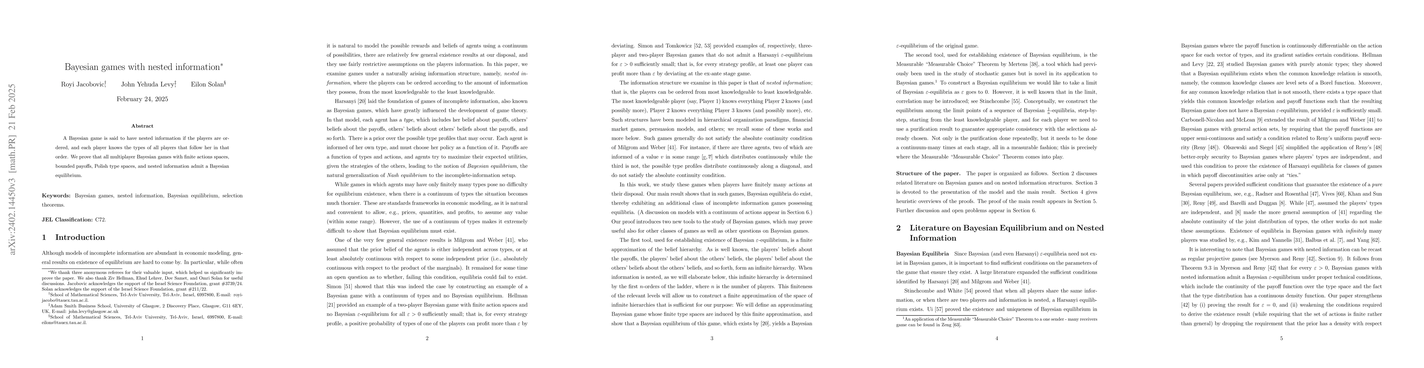 Thumbnail for Bayesian games with nested information