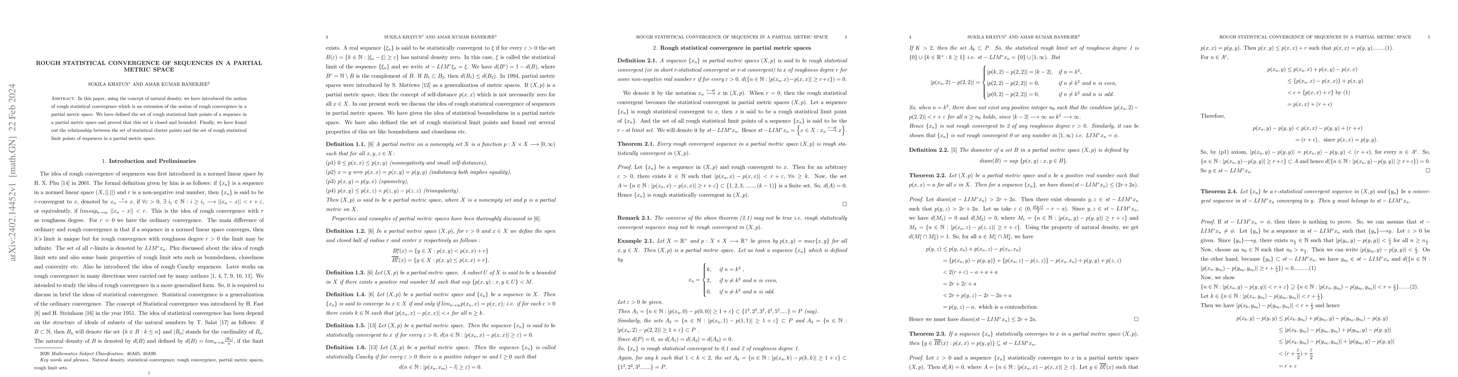 Thumbnail for Rough statistical convergence of sequences in a partial metric space