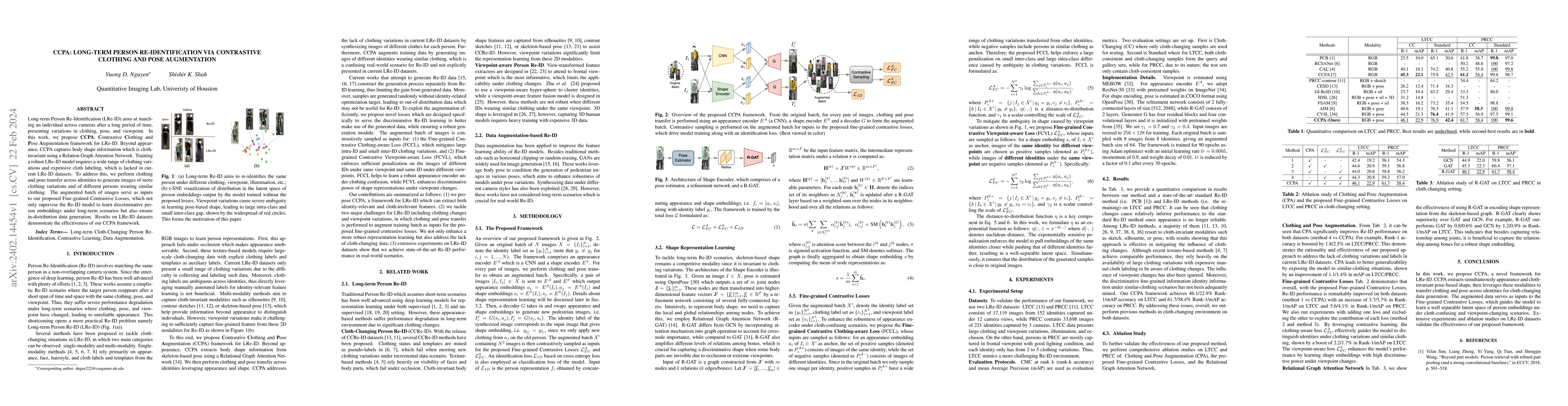 Thumbnail for CCPA: Long-term Person Re-Identification via Contrastive Clothing and
  Pose Augmentation