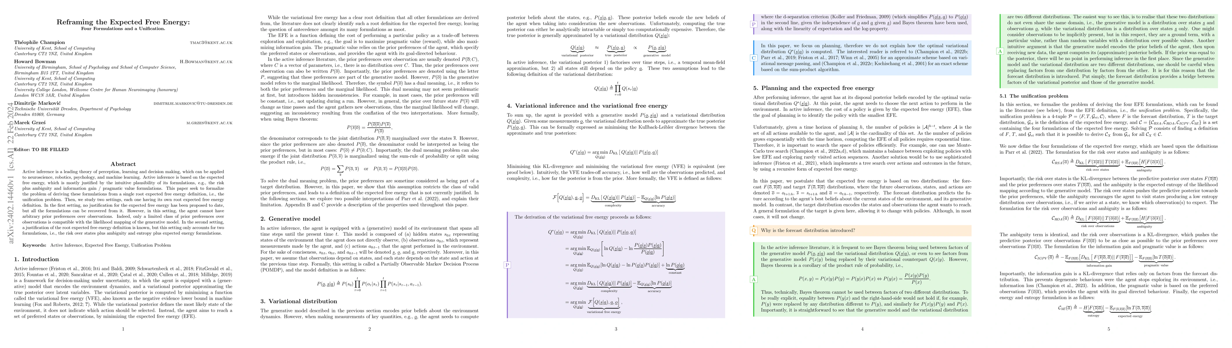 Thumbnail for Reframing the Expected Free Energy: Four Formulations and a Unification