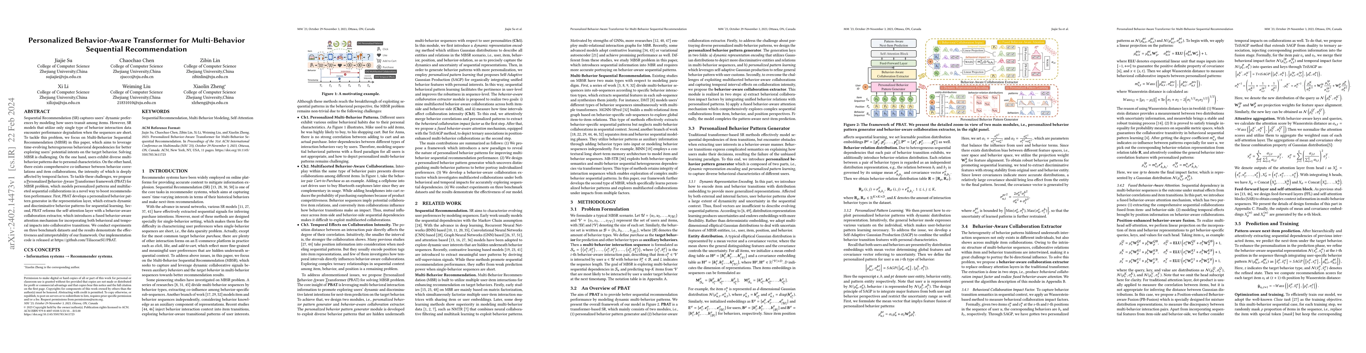 Thumbnail for Personalized Behavior-Aware Transformer for Multi-Behavior Sequential
  Recommendation