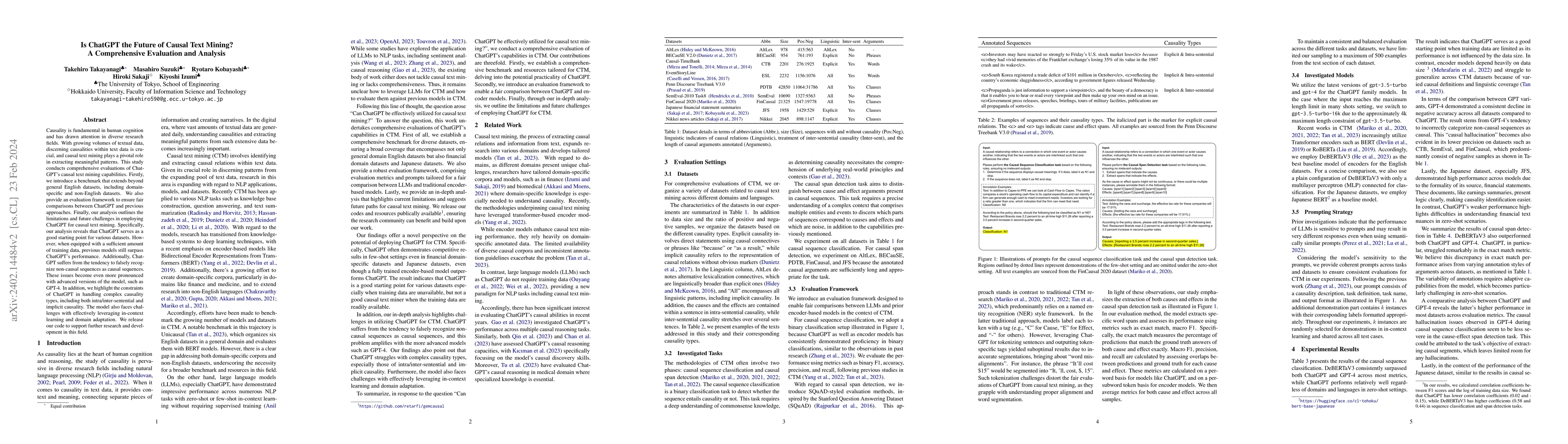 Thumbnail for Is ChatGPT the Future of Causal Text Mining? A Comprehensive Evaluation
  and Analysis