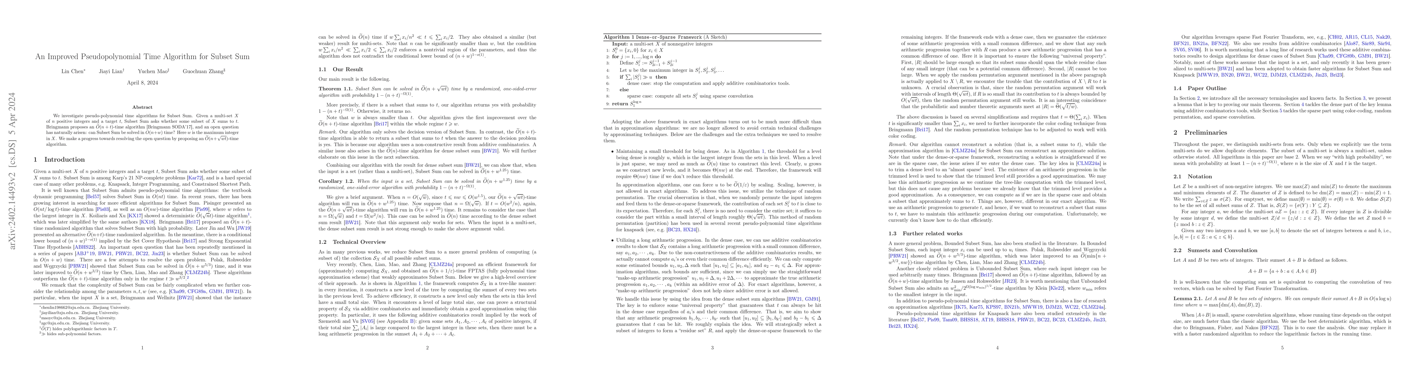 Thumbnail for An Improved Pseudopolynomial Time Algorithm for Subset Sum