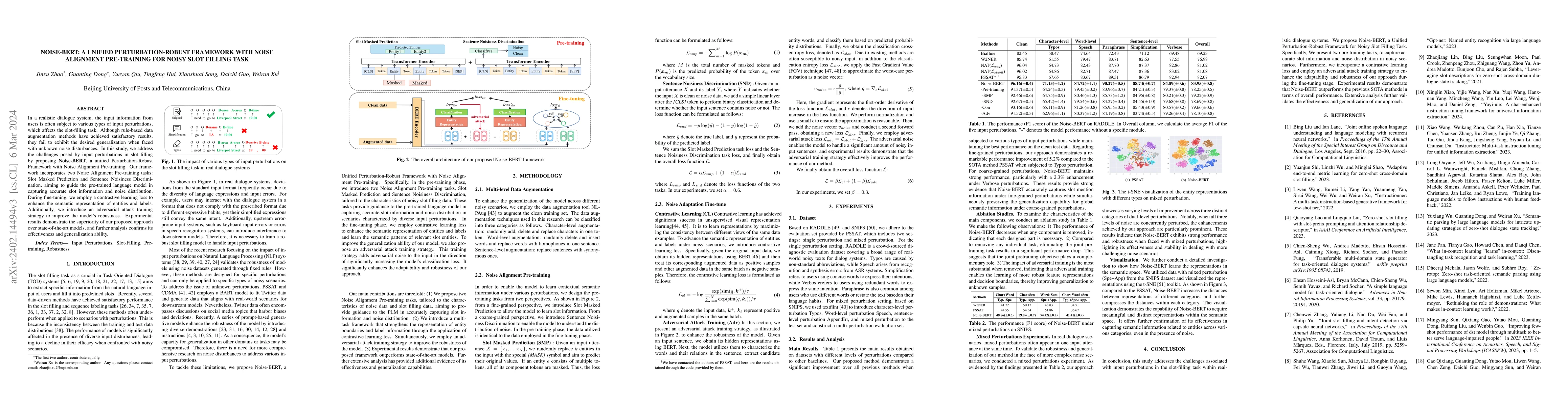 Thumbnail for Noise-BERT: A Unified Perturbation-Robust Framework with Noise Alignment
  Pre-training for Noisy Slot Filling Task