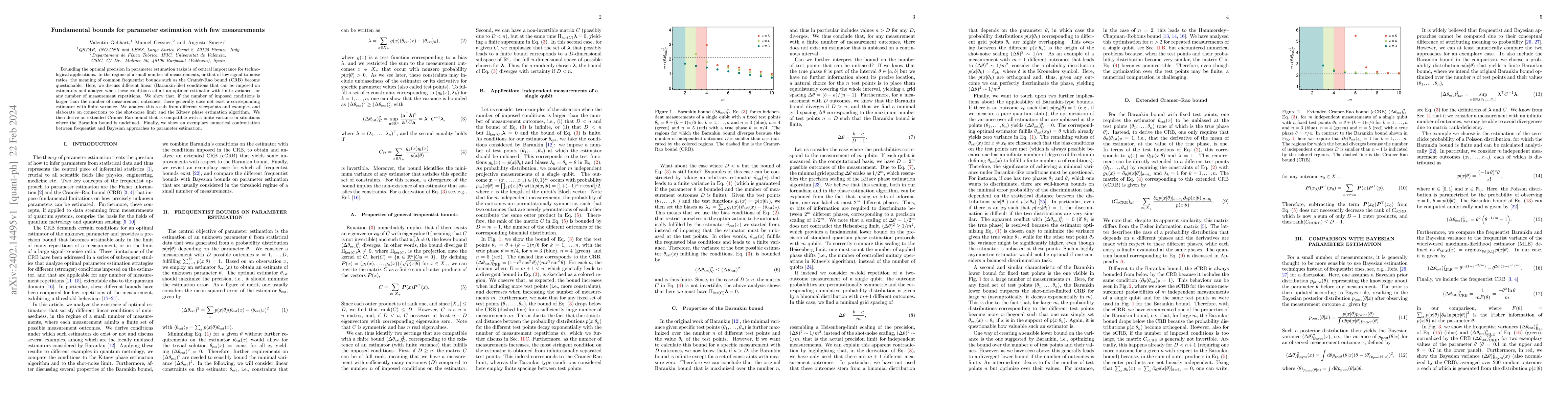 Thumbnail for Fundamental bounds for parameter estimation with few measurements