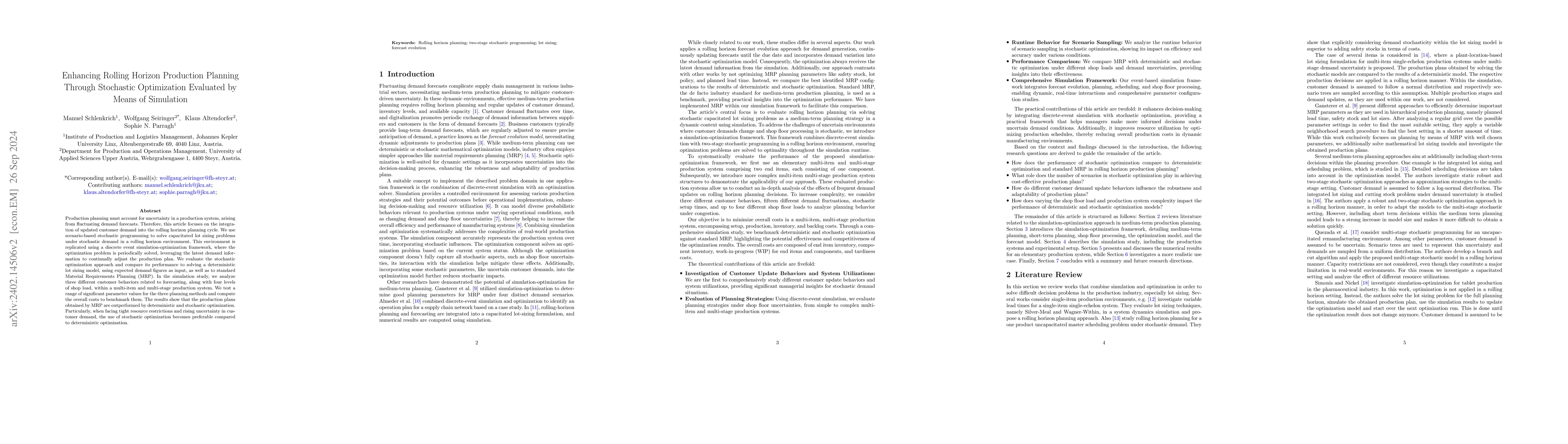 Thumbnail for Enhancing Rolling Horizon Production Planning Through Stochastic
  Optimization Evaluated by Means of Simulation