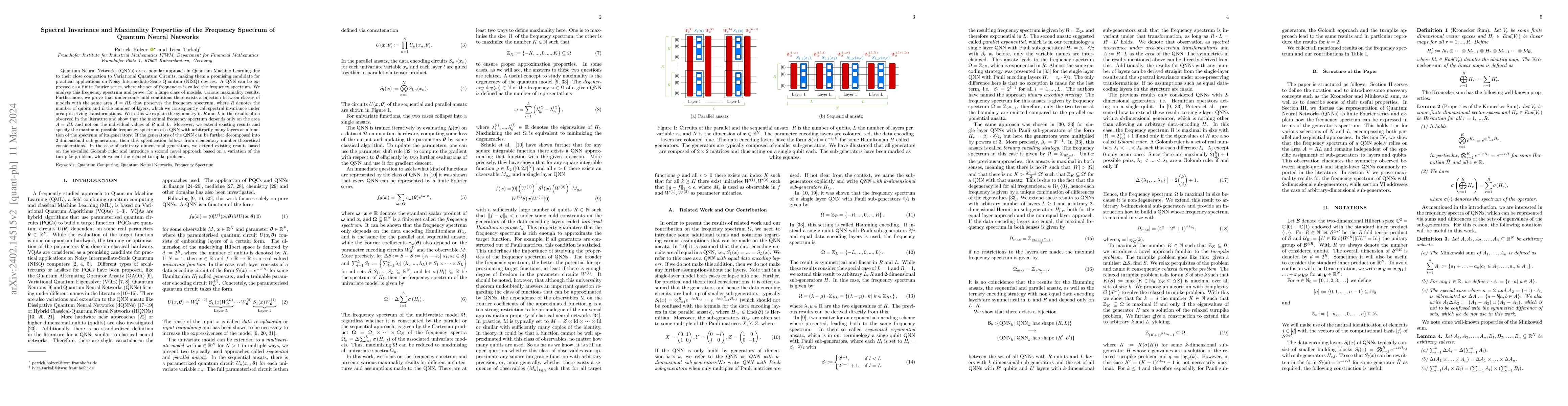 Thumbnail for Spectral invariance and maximality properties of the frequency spectrum
  of quantum neural networks