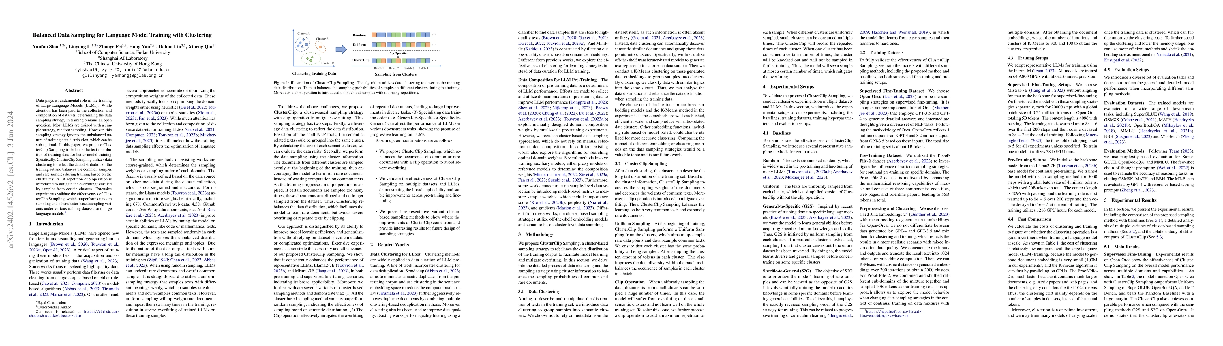 Thumbnail for Balanced Data Sampling for Language Model Training with Clustering