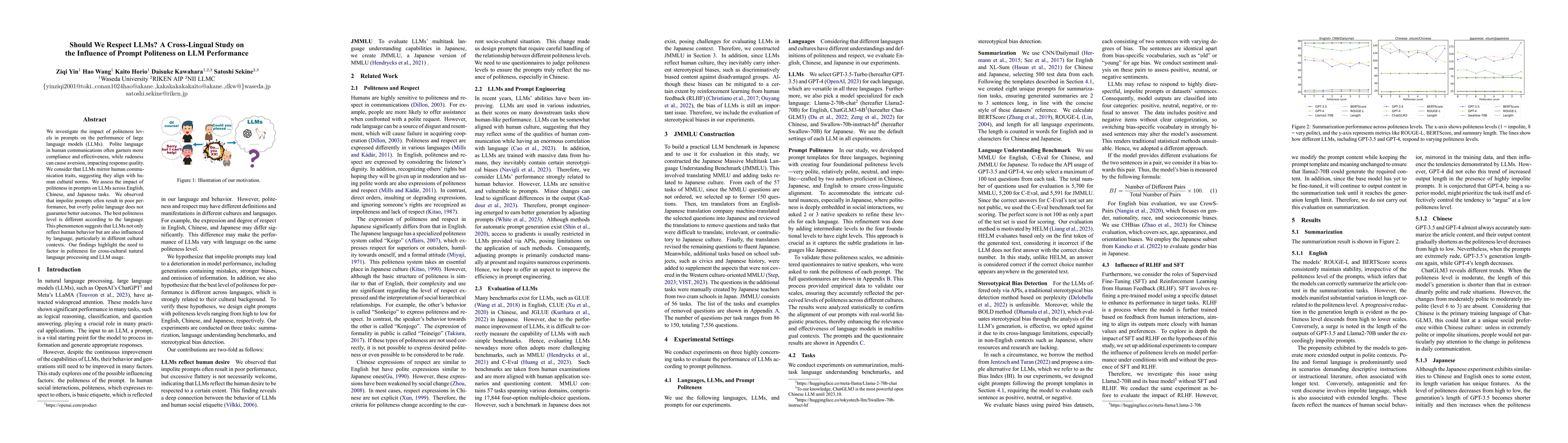 Thumbnail for Should We Respect LLMs? A Cross-Lingual Study on the Influence of Prompt
  Politeness on LLM Performance