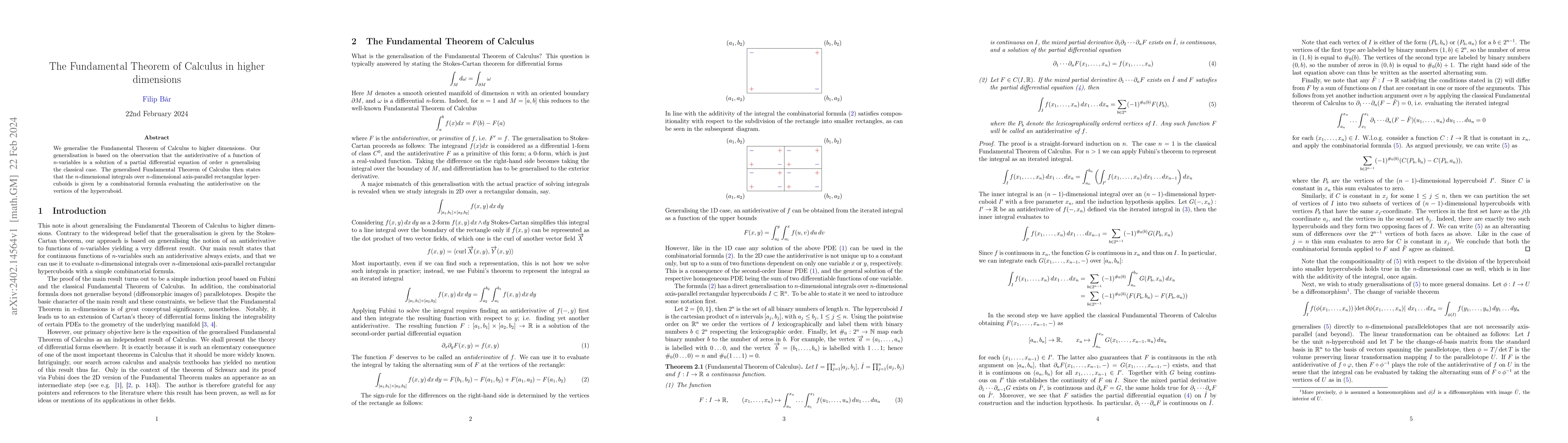 Thumbnail for The Fundamental Theorem of Calculus in higher dimensions