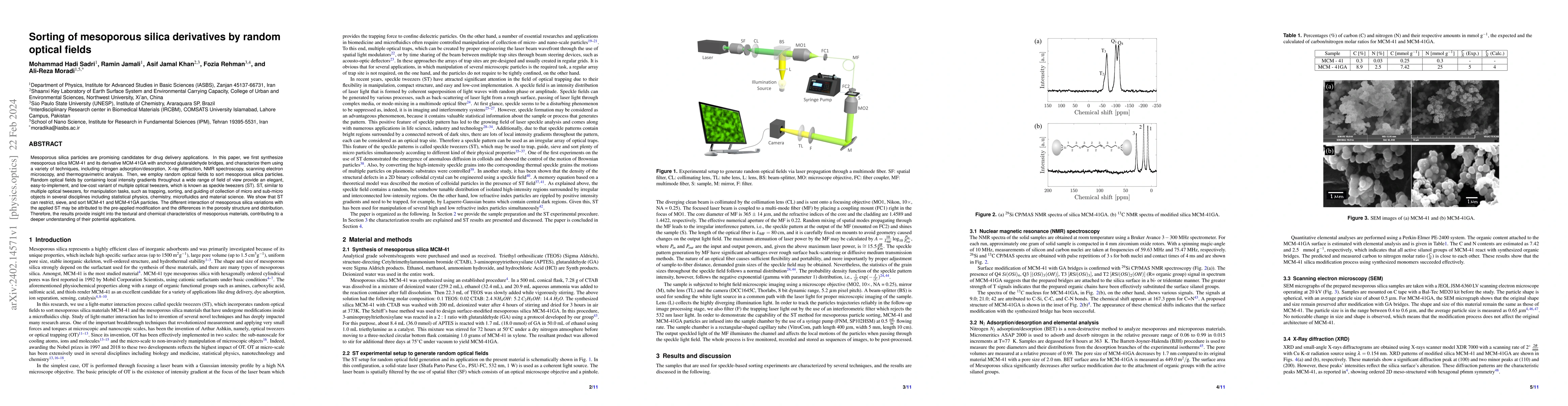 Thumbnail for Sorting of mesoporous silica derivatives by random optical fields