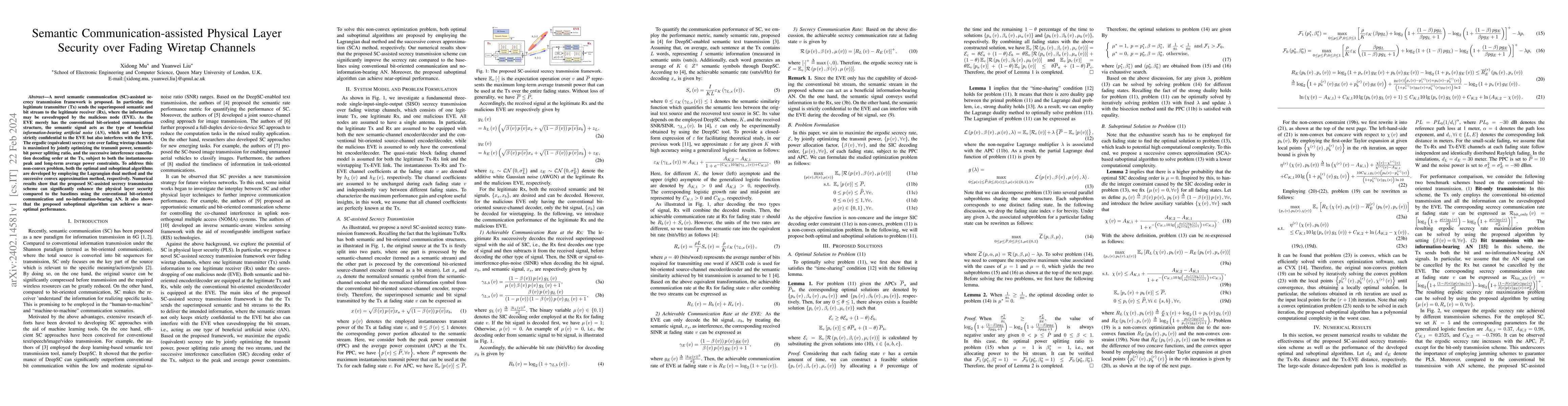 Thumbnail for Semantic Communication-assisted Physical Layer Security over Fading
  Wiretap Channels