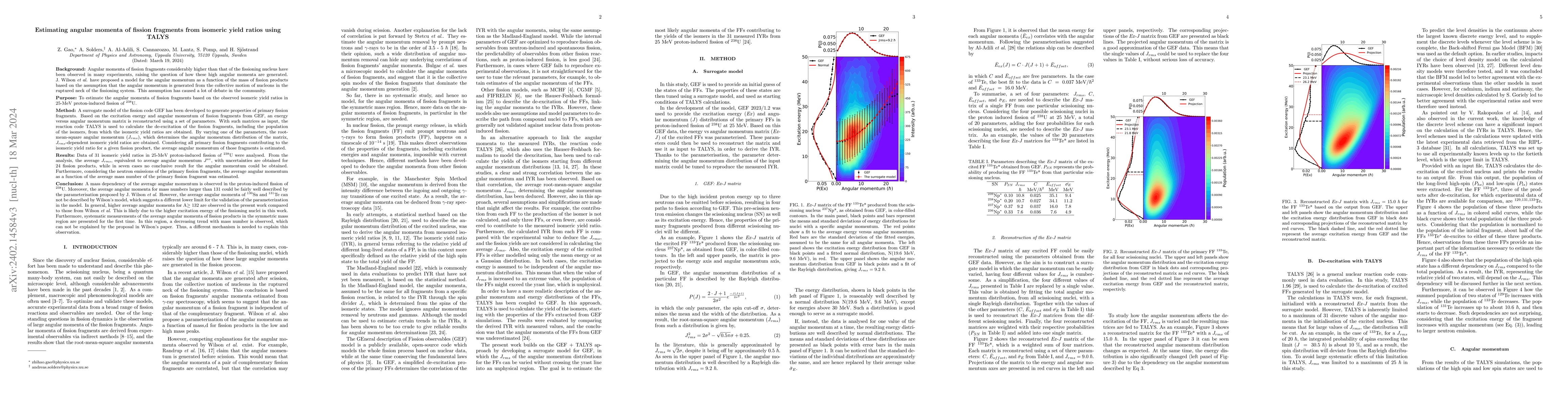 Thumbnail for Estimating angular momenta of fission fragments from isomeric yield
  ratios