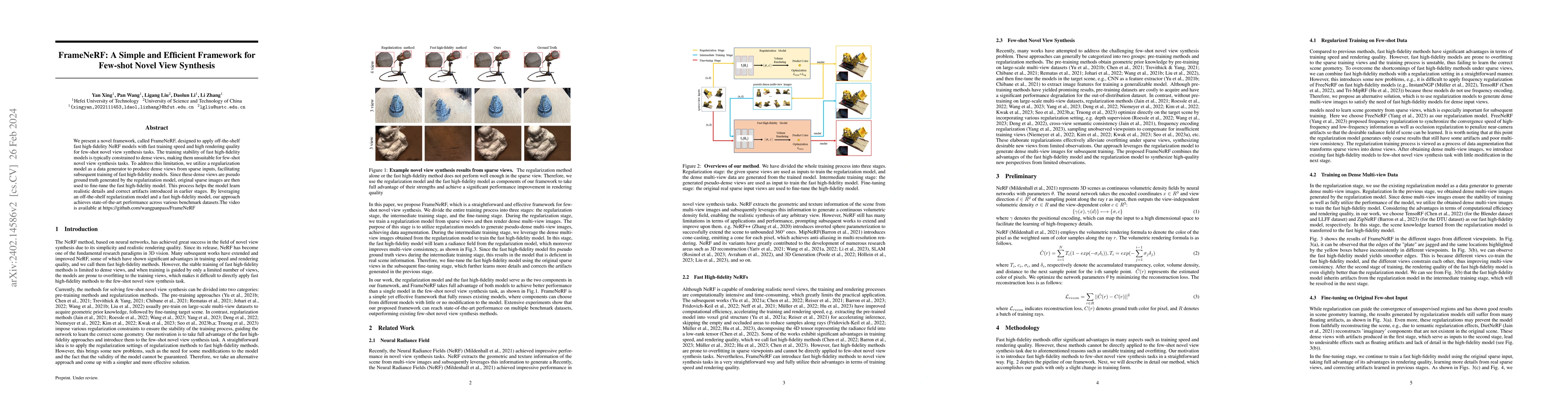 Thumbnail for FrameNeRF: A Simple and Efficient Framework for Few-shot Novel View
  Synthesis