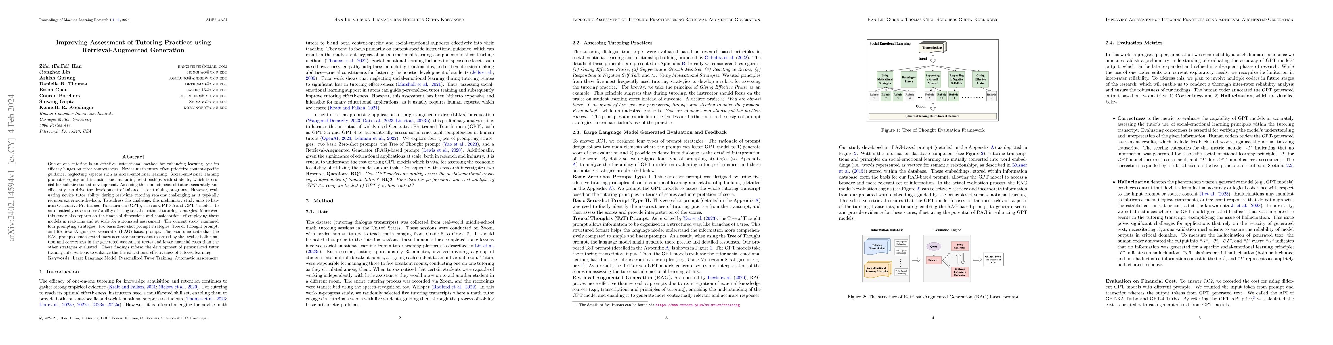 Thumbnail for Improving Assessment of Tutoring Practices using Retrieval-Augmented
  Generation