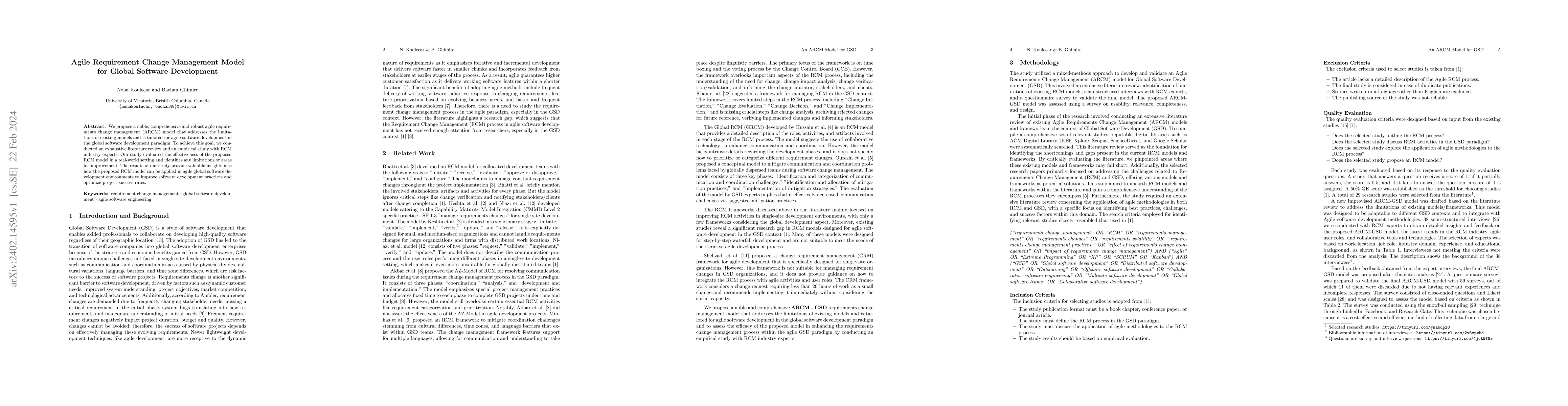 Thumbnail for Agile Requirement Change Management Model for Global Software
  Development