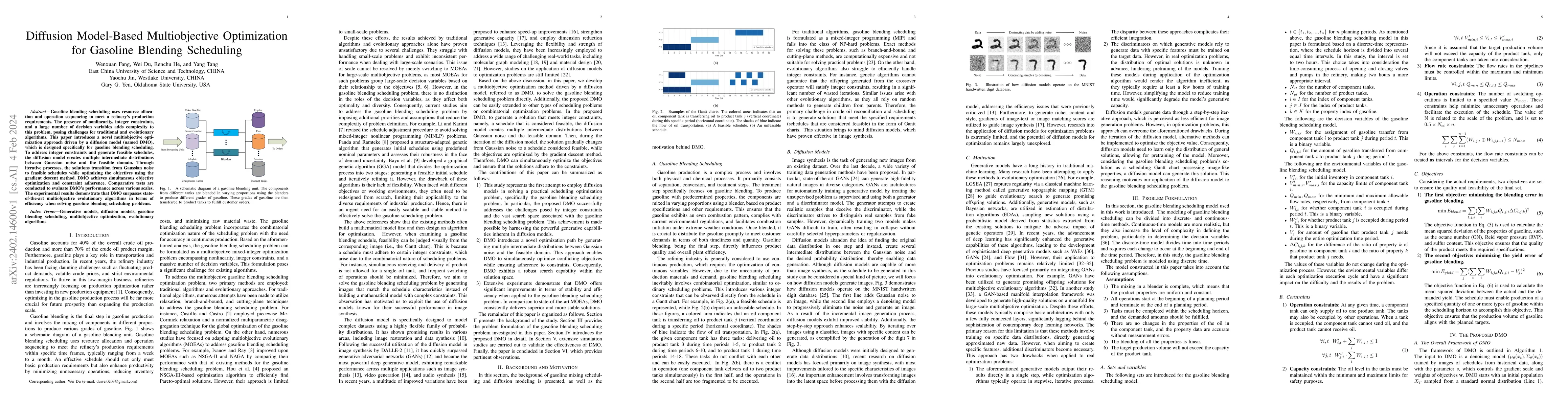 Thumbnail for Diffusion Model-Based Multiobjective Optimization for Gasoline Blending
  Scheduling