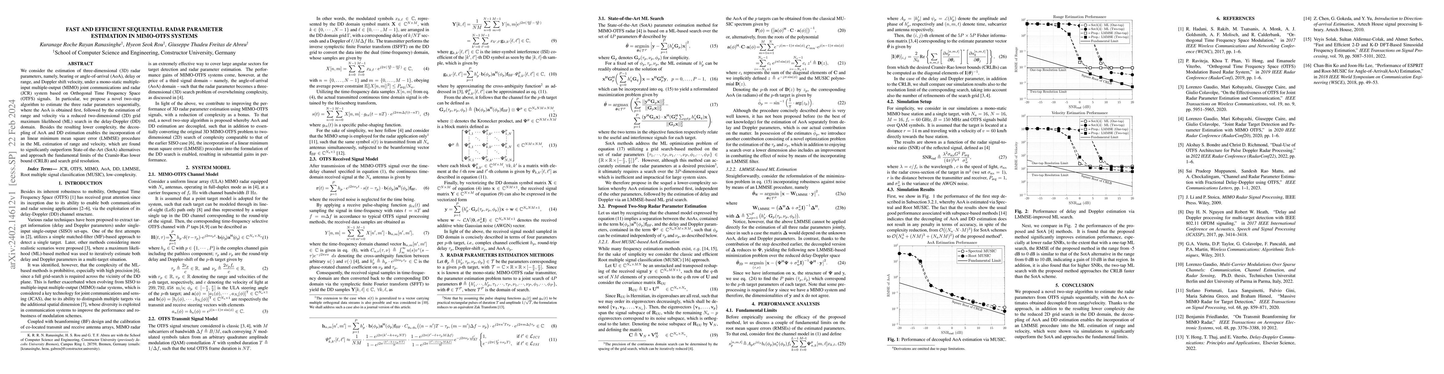 Thumbnail for Fast and Efficient Sequential Radar Parameter Estimation in MIMO-OTFS
  Systems