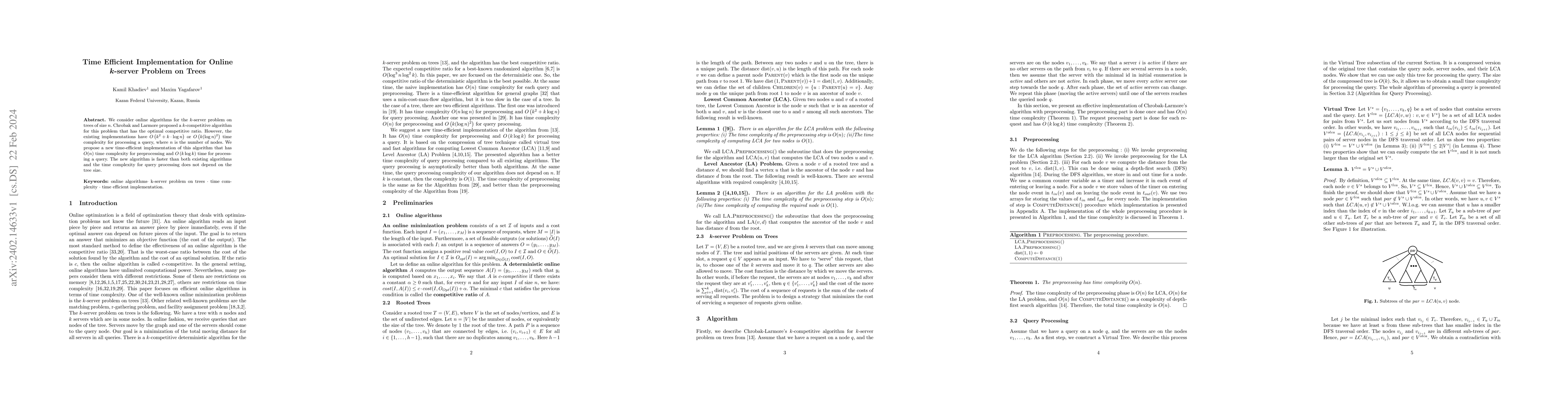 Thumbnail for Time Efficient Implementation for Online $k$-server Problem on Trees