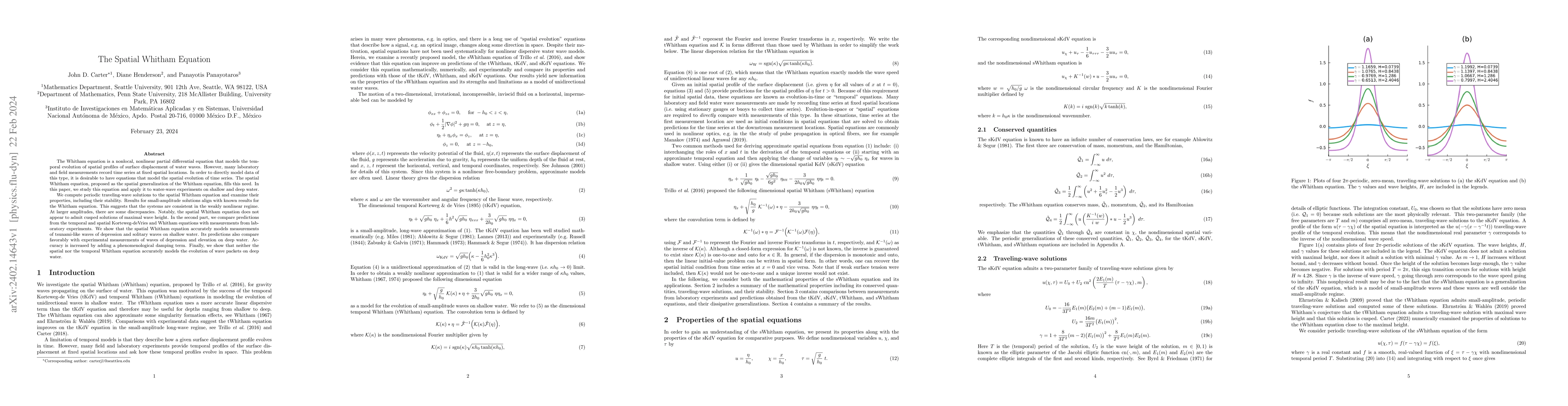 Thumbnail for The Spatial Whitham Equation