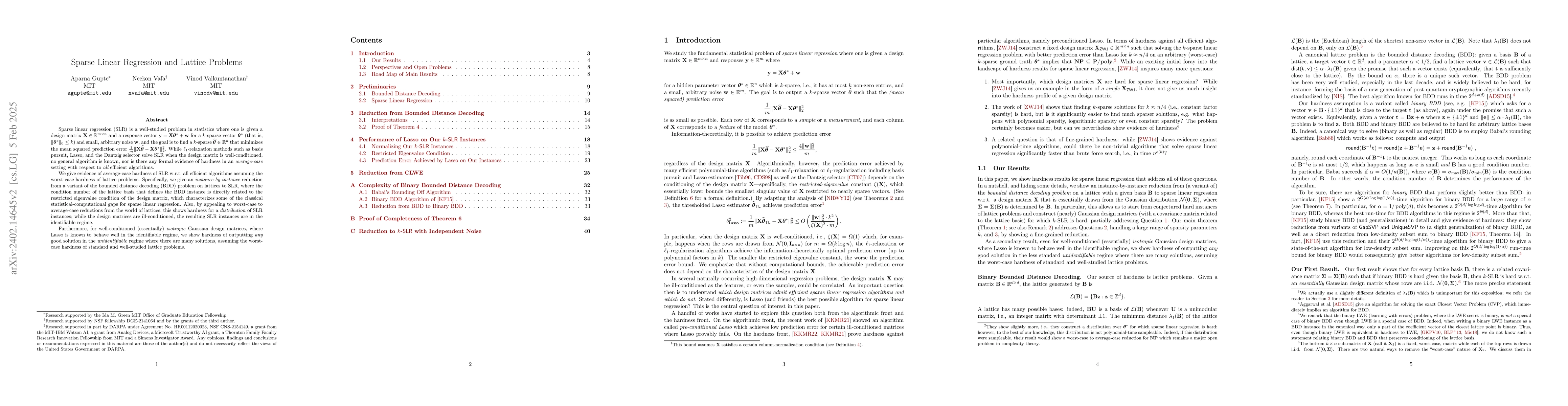 Thumbnail for Sparse Linear Regression and Lattice Problems