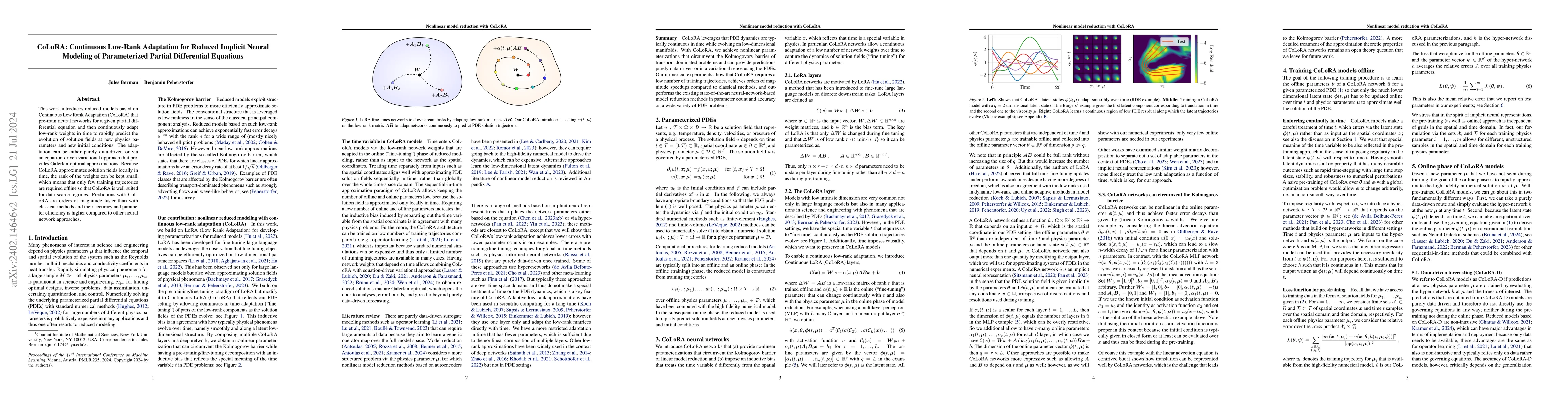 Thumbnail for CoLoRA: Continuous low-rank adaptation for reduced implicit neural
  modeling of parameterized partial differential equations