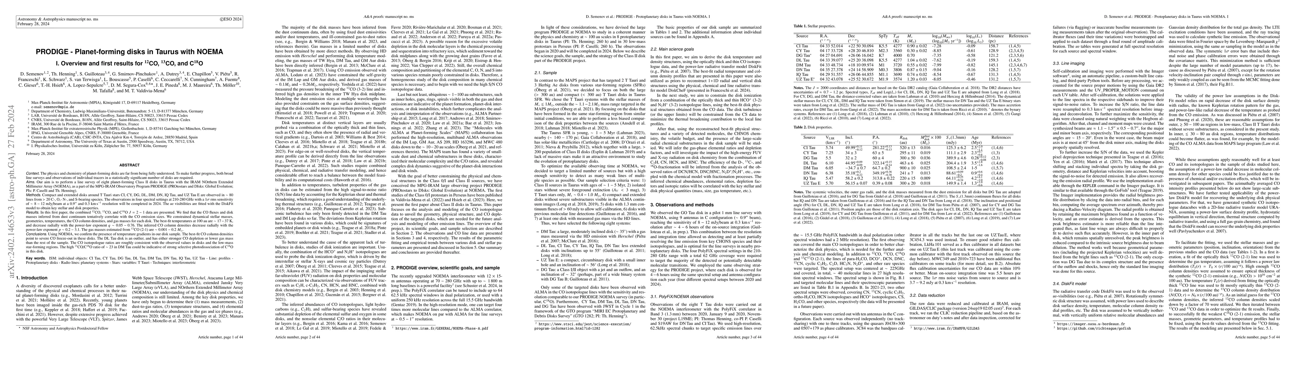 Thumbnail for PRODIGE -- Planet-forming disks in Taurus with NOEMA. I. Overview and
  first results for 12CO, 13CO, and C18O